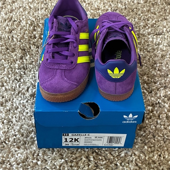 Adidas Gazelle - 100% Authentic Purple Yellow 12Kids– New in Box - 1 day 📦 - Picture 1 of 12